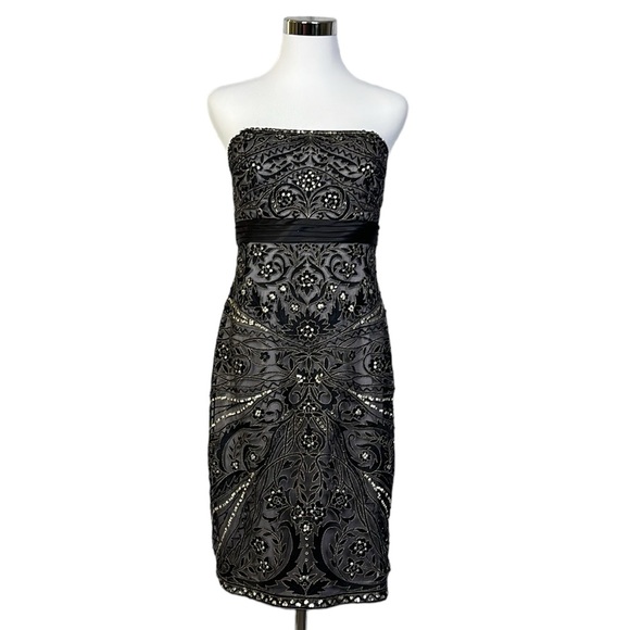 Sue Wong Dresses & Skirts - Sue Wong strapless BLACK/ PLATINUM Embroidered  beaded Cocktail evening prom